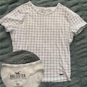 Hollister Light Blue and white baby Tee, XS